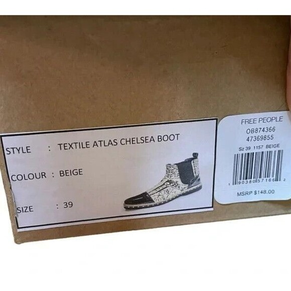 Free People Textile Atlas Chelsea Boot Size 9 Beige Black Boho Festival … - Picture 11 of 13